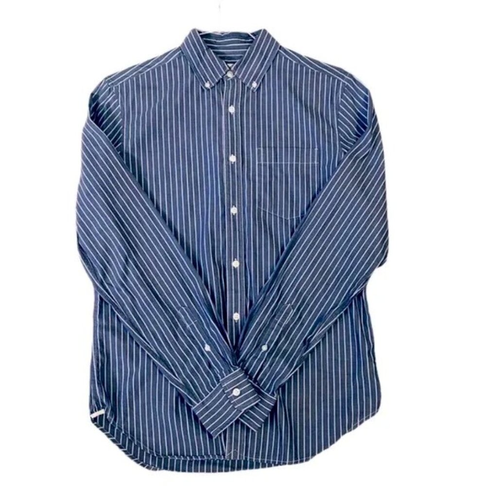 Gap Men's Striped Oxford Shirt Blue Size Small